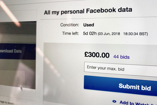 На eBay личную информацию пользователя Фейсбука оценили в 25 тыс. рублей