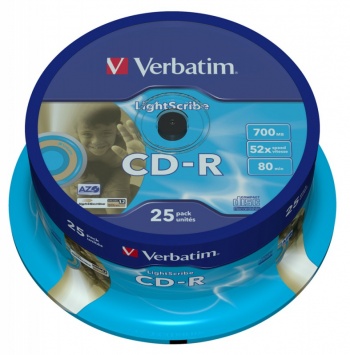  CD-R Verbatim 700Mb 52x Version 1.2 Lightscribe (25) 43659