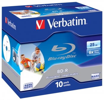  BD-R Verbatim 25Gb 6x Printable Surface Scratchguard+ Jewel Case (10) 43713